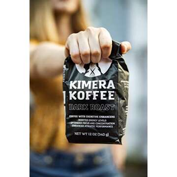 Kimera Koffee Dark Roast - Organic Ground Coffee Infused with Essential Brain Vitamins Ground (12oz)