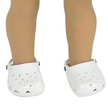 Sophia's 18" Doll Set of Two Comfy Polliwog Garden Clog Shoes in Hot Pink and White