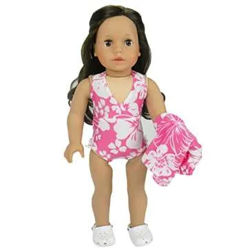 Sophia's 18" Doll Set of Two Comfy Polliwog Garden Clog Shoes in Hot Pink and White