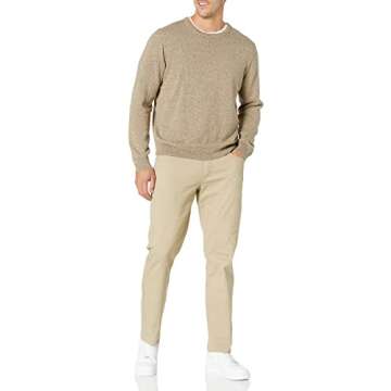 Amazon Essentials Men's Crewneck Sweater, 100% Cotton, Brown Marl, Medium, Big & Tall Options Available