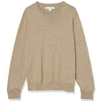 Amazon Essentials Men's Crewneck Sweater, 100% Cotton, Brown Marl, Medium, Big & Tall Options Available