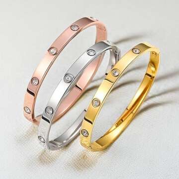 Vessantara 2Pcs Gold Stackable Bracelets,18K Gold Plated Tennis Bracelet for Women Trendy Cubic Zirconia Bangle Friendship Bracelets Jewelry Sets Birthday Gifts for Men Non Tarnish