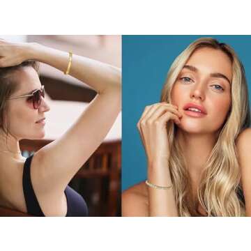 Vessantara 2Pcs Gold Stackable Bracelets,18K Gold Plated Tennis Bracelet for Women Trendy Cubic Zirconia Bangle Friendship Bracelets Jewelry Sets Birthday Gifts for Men Non Tarnish