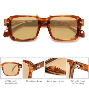 SOJOS Retro Square Polarized Sunglasses | Stylish & Protective