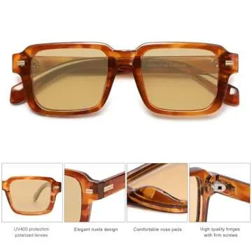 SOJOS Retro Square Polarized Sunglasses | Stylish & Protective