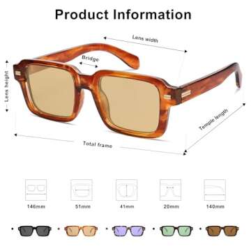 SOJOS Retro Square Polarized Sunglasses | Stylish & Protective