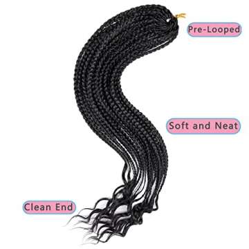 8 Packs 18 Inch Crochet Box Braids Hair with Curly Ends Pre Looped Crochet Braids Goddess Box Braids Crochet Braiding Hair with Curly Ends Extensions