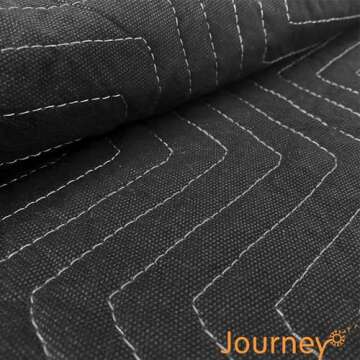 JourneyO Padded Packing & Moving Blankets 6 Pack Deluxe Quality 80 x 72 inch Furniture Shipping Pads for Moving and Storage-Black(6 Deluxe Blankets 45 lbs/Dozen)