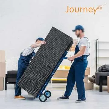 JourneyO Padded Packing & Moving Blankets 6 Pack Deluxe Quality 80 x 72 inch Furniture Shipping Pads for Moving and Storage-Black(6 Deluxe Blankets 45 lbs/Dozen)