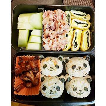 Velidy Bento Accessories Rice Ball Mold,Cartoon Panda Sushi Maker Mould Seaweed Cutter Bento Nori Kitchen Rice Mould for Kids PackedLunch Kitchen Tools