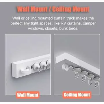 YLNANMI No Drill Self Adhesive Curtain Track Ceiling or Wall Mount(6x16 inch)- Ceiling Curtain Track, Adhesive Curtain Rod,Curtain Track Ceiling Mount - Easy to install curtain rails.