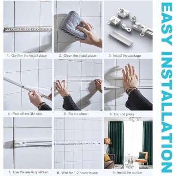 YLNANMI No Drill Self Adhesive Curtain Track Ceiling or Wall Mount(6x16 inch)- Ceiling Curtain Track, Adhesive Curtain Rod,Curtain Track Ceiling Mount - Easy to install curtain rails.