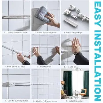 YLNANMI No Drill Self Adhesive Curtain Track Ceiling or Wall Mount(6x16 inch)- Ceiling Curtain Track, Adhesive Curtain Rod,Curtain Track Ceiling Mount - Easy to install curtain rails.