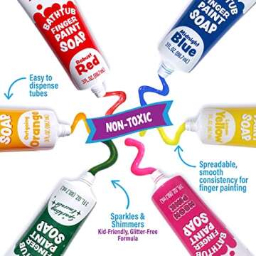 Tub Works® Bathtub Finger Paint Soap, 24 Pack | Non-Toxic, Washable Bath Paint for Toddlers & Kids Bath | Ideal Toddler Bath Toys for Creative Play