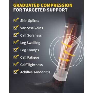 CAMBIVO 3 Pairs Calf Compression Sleeve for Women Men, Leg Support for Shin Splints (Small-Medium, A...