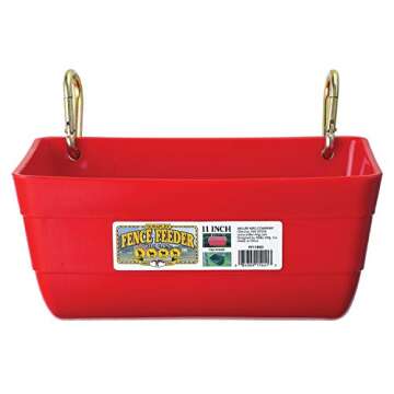 Little Giant® Plastic Fence Feeder | Pig Feeder | Clip On Fence Feeder | Mountable Feed Bucket | 4.5 Quarts | Red