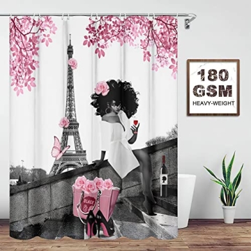 Stylish TYAKASHA Shower Curtain with Eiffel Tower Design