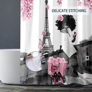 Stylish TYAKASHA Shower Curtain with Eiffel Tower Design