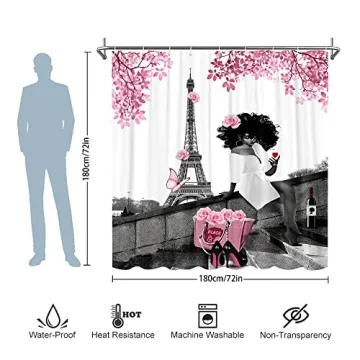 Stylish TYAKASHA Shower Curtain with Eiffel Tower Design