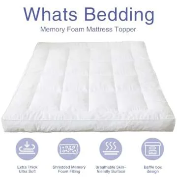 WhatsBedding 4 inch Memory Foam Mattress Topper for Comfort