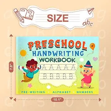 Kindergarten/Preschool Handwriting Workbook- Alphabet & Number Tracing Writing Paper with Lines, Lea...