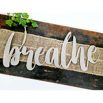 Steel Metal Script Word Art - Various Sizes and Finishes (breathe Standard 20x8.25", Raw, Unfinished Steel)