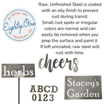 Steel Metal Script Word Art - Various Sizes and Finishes (breathe Standard 20x8.25", Raw, Unfinished Steel)