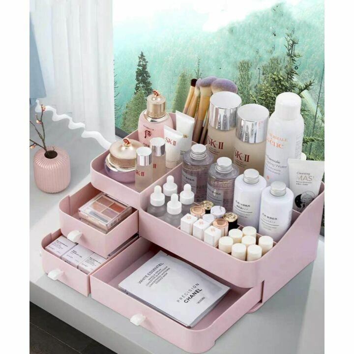 MIUOPUR Large Pink Makeup Organizer with Drawers