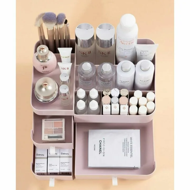 MIUOPUR Large Pink Makeup Organizer with Drawers