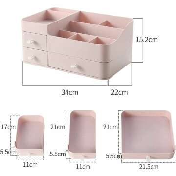 MIUOPUR Large Pink Makeup Organizer with Drawers