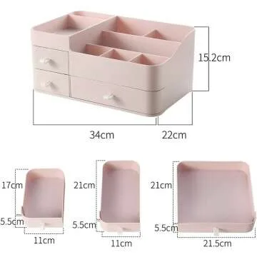 MIUOPUR Large Pink Makeup Organizer with Drawers