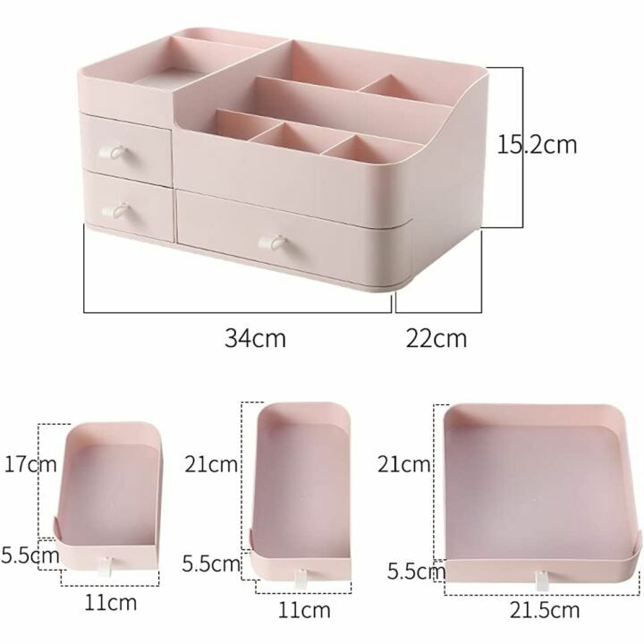 MIUOPUR Large Pink Makeup Organizer with Drawers
