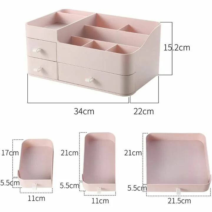 MIUOPUR Large Pink Makeup Organizer with Drawers