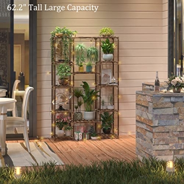 cfmour 12 Tier Plant Stand Tall Wood Holder for Indoor Outdoor