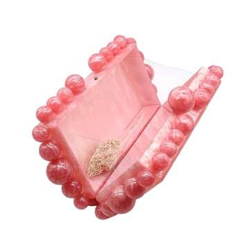 Tngan Women Acrylic Evening Clutch Box Purse Marble Handbag for Wedding Cocktail Party Banquet, Pink