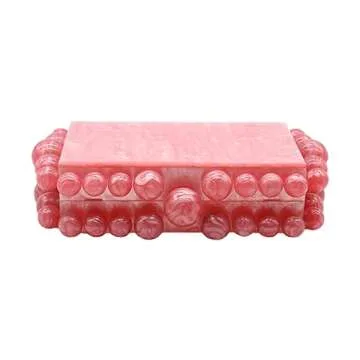 Tngan Women Acrylic Evening Clutch Box Purse Marble Handbag for Wedding Cocktail Party Banquet, Pink
