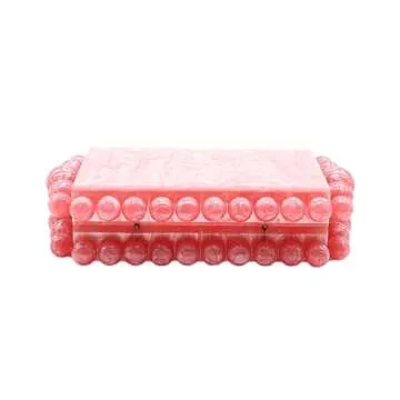 Tngan Women Acrylic Evening Clutch Box Purse Marble Handbag for Wedding Cocktail Party Banquet, Pink