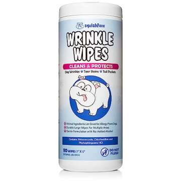 Squishface Wrinkle Paste + Wrinkle Wipes + Flexible Silicone Dog Wrinkle Cream Applicator Bundle - Softer, Cleaner Way to Clean Your Dog's Face - Great for All Breeds!