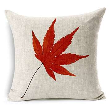All Smiles Fall Throw Pillow Covers 18x18 Set of 4 Decorative Thanksgiving Autumn Kitchen Home Decor Cushion for Porch Couch,Outside Outdoor Harvest Decorations Maple Leaves