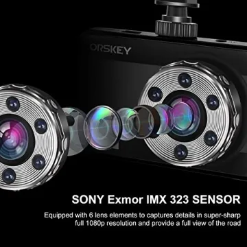 ORSKEY Dual Dash Cam 1080P with Night Vision
