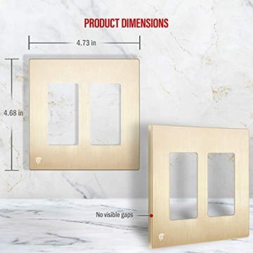 Elegant ENERLITES Screwless Wall Plate in Brushed Gold 2-Gang