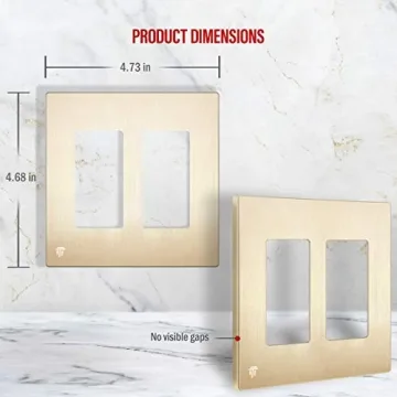 Elegant ENERLITES Screwless Wall Plate in Brushed Gold 2-Gang