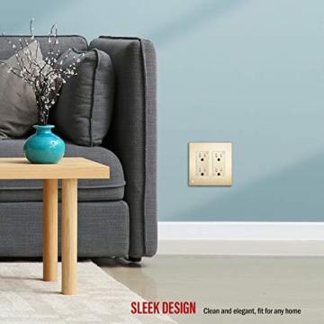 Elegant ENERLITES Screwless Wall Plate in Brushed Gold 2-Gang