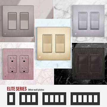 Elegant ENERLITES Screwless Wall Plate in Brushed Gold 2-Gang