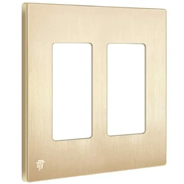 Elegant ENERLITES Screwless Wall Plate in Brushed Gold 2-Gang