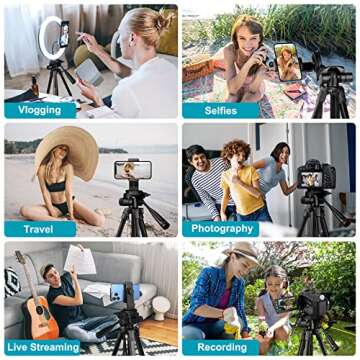 JOILCAN Phone Tripod, 68" Tripod for Phone Stand Video Recording Photos, Travel Floor Tripods Compat...