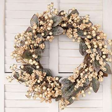 Eucalyptus Leaf Wreath with White Berries for Home Decor