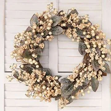 Eucalyptus Leaf Wreath with White Berries for Home Decor