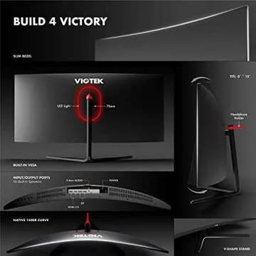 Viotek GNV34DBE2 34-Inch UWQHD 144Hz Multimedia Gaming Monitor, Ultrawide 21:9 3440x1440p, Low Lag 1ms MPRT, FreeSync & G-Sync-Ready, HDR, 4000:1, 2X DP 2X HDMI 1x Audio Out (VESA)