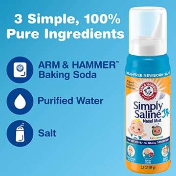 Arm & Hammer Simply Saline Jr. Nasal Mist 1.6oz, CoComelon, Drug-Free Newborn Safe, 1-Count